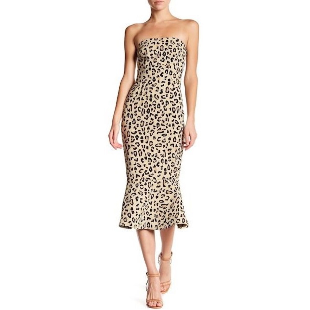 Cinq a sept leopard dress strapless